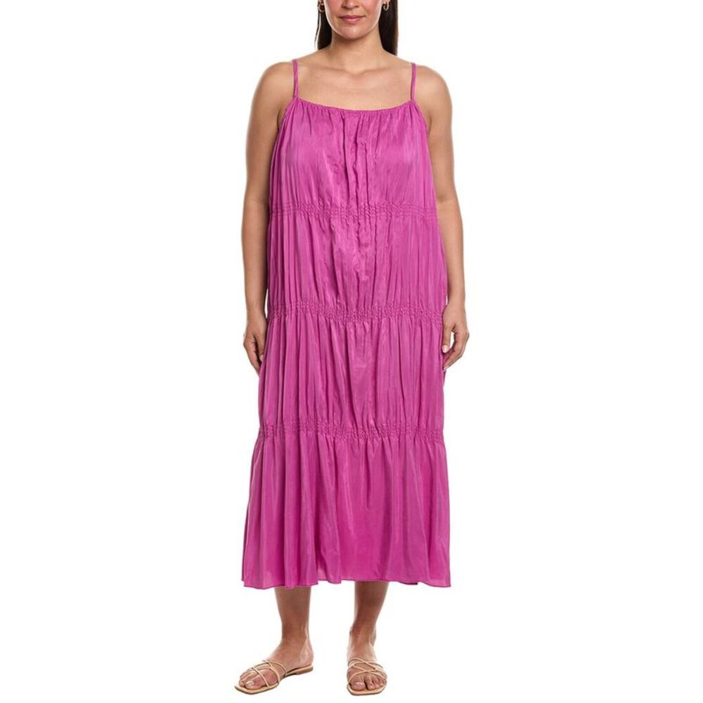 Eileen Fisher Womens  Smocked Silk Dress